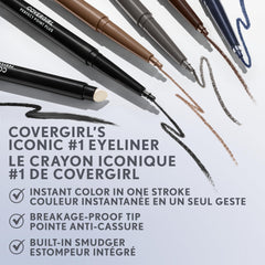 COVERGIRL - Perfect Point Plus Eyeliner, micro-fine point, precise line, built-in smudger tip for a softer, smokier look, 100% Cruelty-Free, Black Onyx - 200