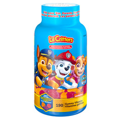 L'il Critters Paw Patrol Kids Complete Multivitamin Gummies, 11 essential nutrients, Naturally Sourced Colours & 5 Delicious Flavours, 190 Count (3 Month Supply), Packaging may vary