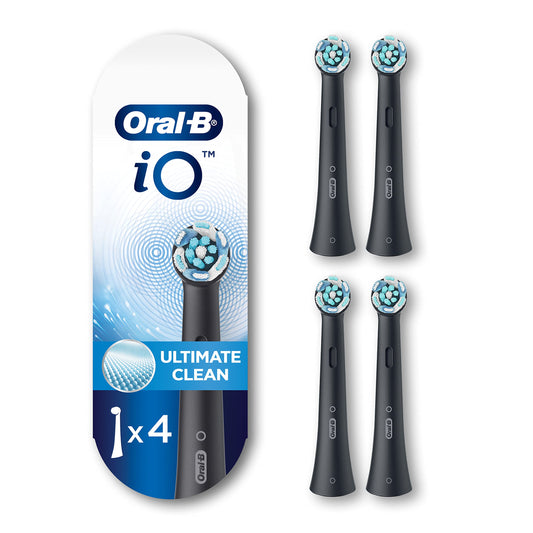 Oral-B iO Series Ultimate Clean Replacement Brush Head for Oral-B iO Series Electric Toothbrushes, Black, 4 count