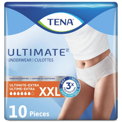 TENA Adult Incontinence, Discrete Disposable, Underwear, Comfortable Fit, Ultimate Absorption Protection, Unisex, 2X-Large (2XL), 10 Count