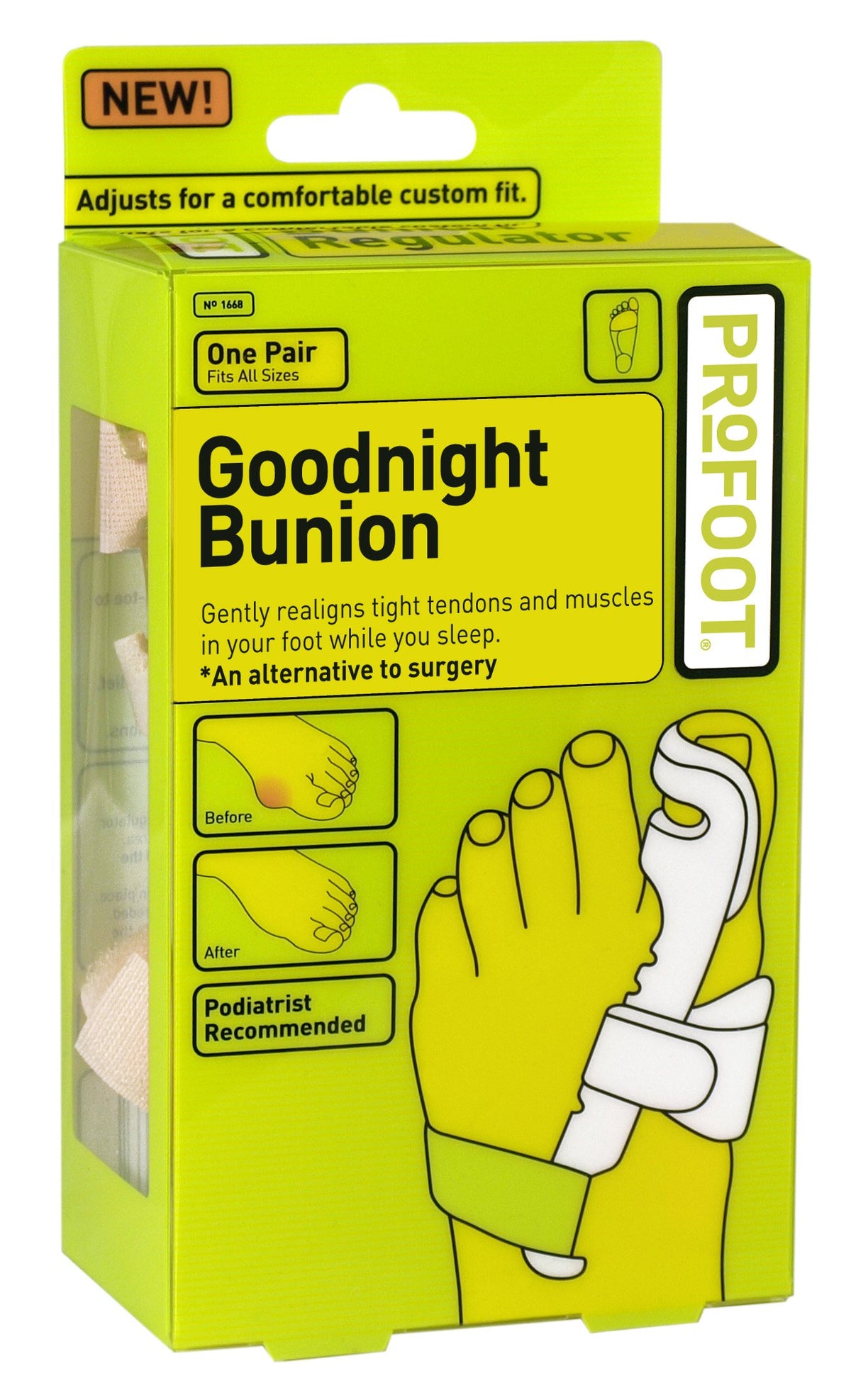 Profoot Goodnight Bunion, Fits All Sizes, 1 Pair Packages (Pack of 2)