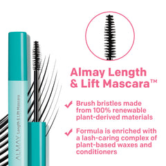 Almay Lenghthening Mascara,Volume & Lift, Eye Makeup, Hypoallergenic and-Fragrance Free, 010 Blackest Black, 0.24 Fl Oz/ 7ml