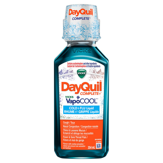 Vicks DayQuil COMPLETE VapoCOOL Cold & Flu Liquid Medicine, 354 ml