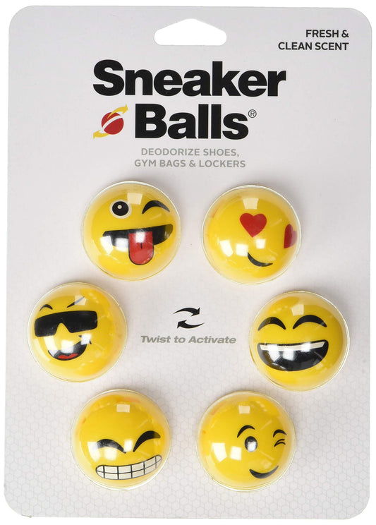 Sneaker Balls Unisex's Emoji Sof Sole Shoe Eliminator & Remover, 3PK-Fresh, Clean Scent Blocks Odors-Twist-to-Activate, Colorful Designs, 6 Pack