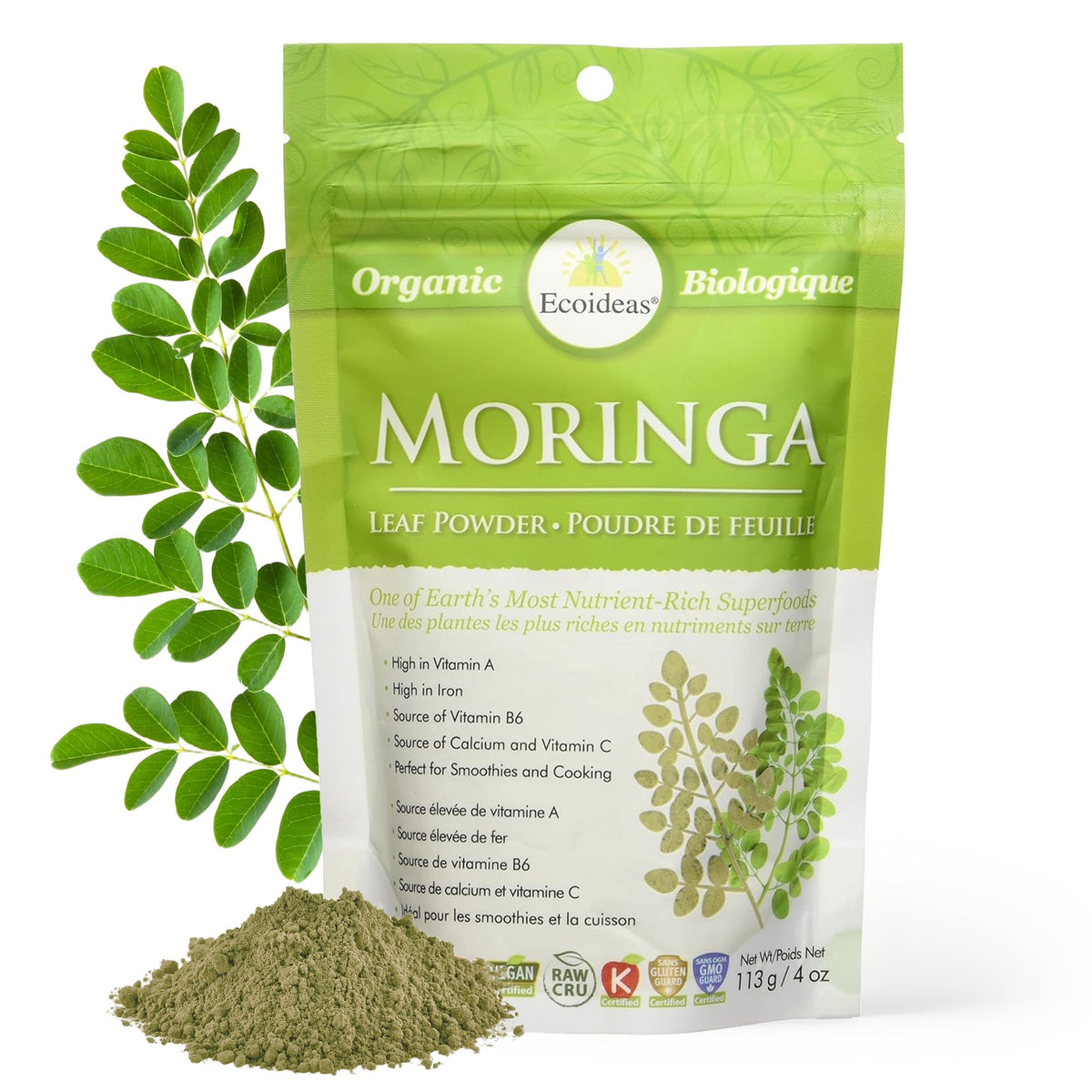 Ecoideas Organic Moringa Powder, 113g