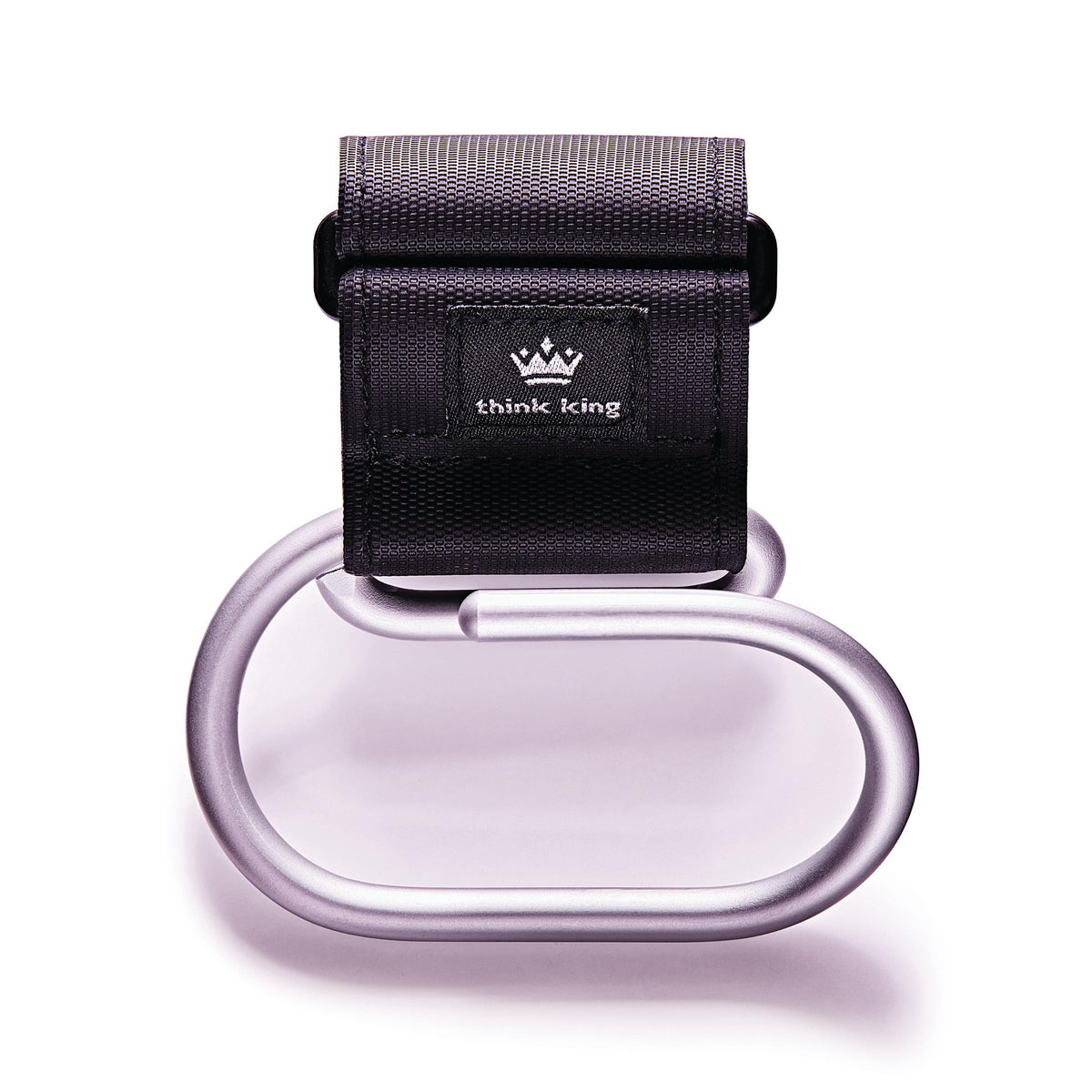 Think King Jumbo Swirly Hook for Strollers/Walkers, Brushed Aluminum/Black
