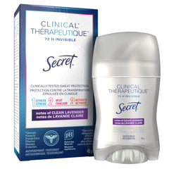 Secret Clinical Strength Invisible Solid Antiperspirant and Deodorant, Clean Lavender, 45 g