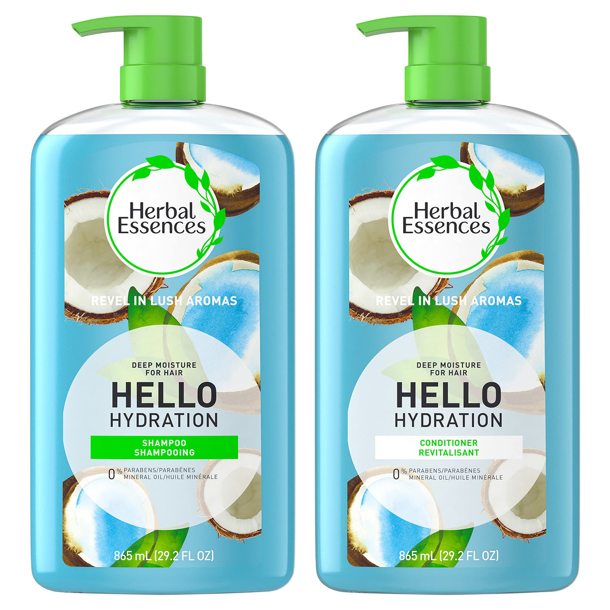 Herbal Essences Shampoo And Conditioner Set, Paraben Free, Hello Hydration, Safe For Color-Treated Hair (1,730 mL Total)