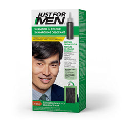 Just For Men Shampoo-In Color, Hair Color for Men with Keratin and Vitamin E for Stronger Hair - Darkest Brown-Black, H-50A, Pack of 1