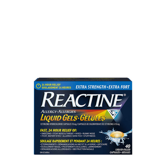 Reactine Extra Strength Liquid Gel Allergy Pills - 10mg Cetirizine Hydrochloride - 24-Hour Relief from Indoor & Outdoor Allergy symptoms - Antihistamine for Sneezing, Runny Nose & Itchy Eyes - 40 Count