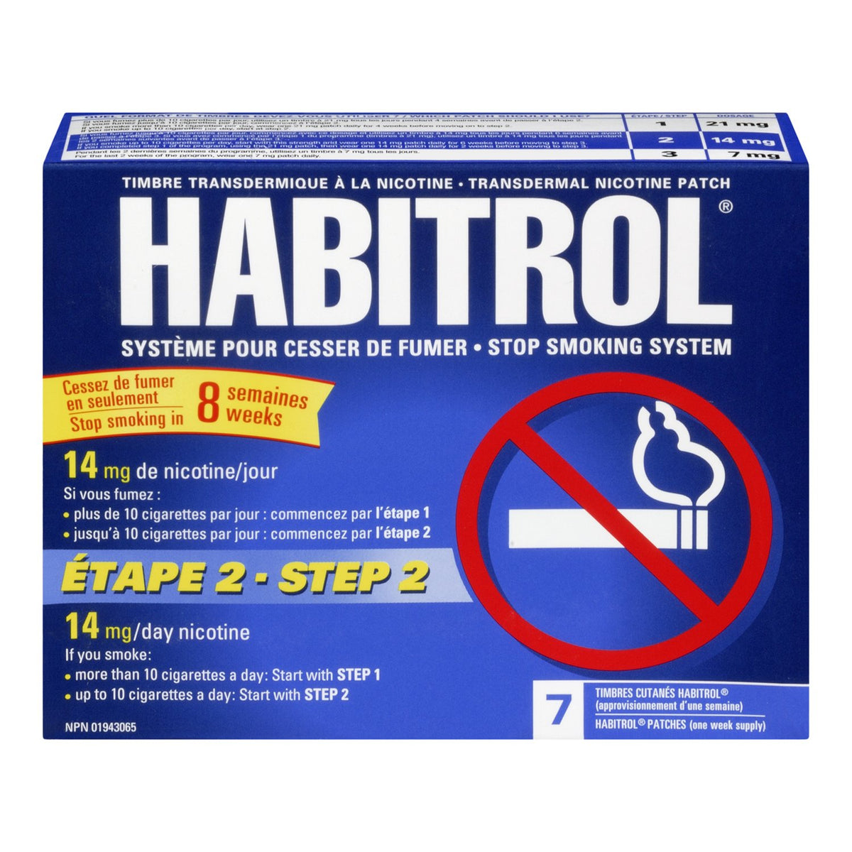 Habitrol Step 2 Nicotine Patches, Smoking Cessation Aid, 14 mg of Nicotine, 7 count
