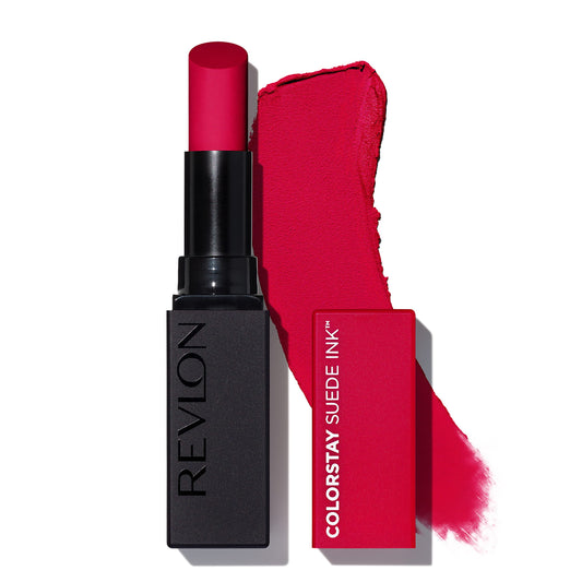 REVLON Lipstick, ColorStay Suede Ink, Built-in Primer, Infused with Vitamin E, Waterproof, Smudgeproof, Matte Color, 017 First Class (Pack of 1)