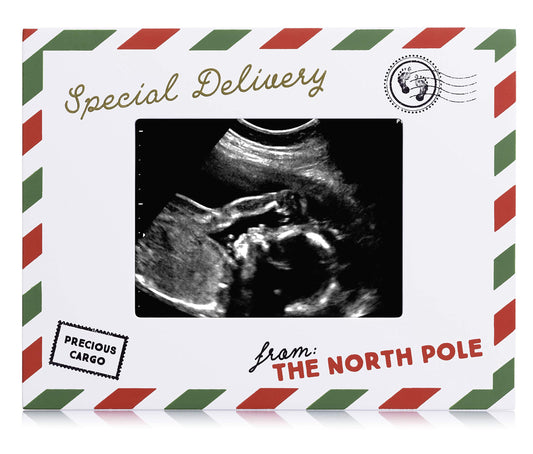 Pearhead Special Delivery Christmas Sonogram Frame, for Expecting Mom, Holiday Pregnancy Announcement, Gender-Neutral Baby Holiday Décor, Ulrasound Keepsake Frame