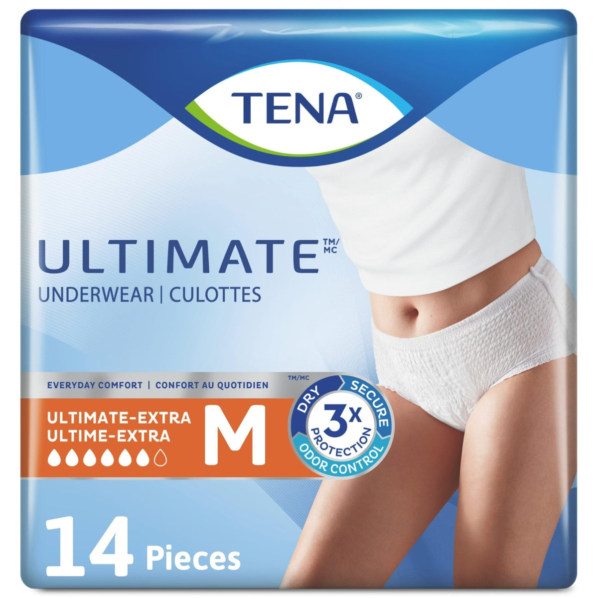 TENA Adult Incontinence, Discrete Disposable, Underwear, Comfortable Fit, Ultimate Absorption Protection, Unisex, Medium (M), 14 Count