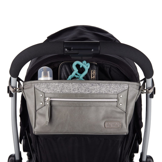 Itzy Ritzy Adjustable Stroller Caddy/Organizer - Stroller Organizer Bag Featuring Front Zippered Pocket, 2 Built-In Interior Pockets & Adjustable Straps to Fit Nearly Any Stroller (Grayson)