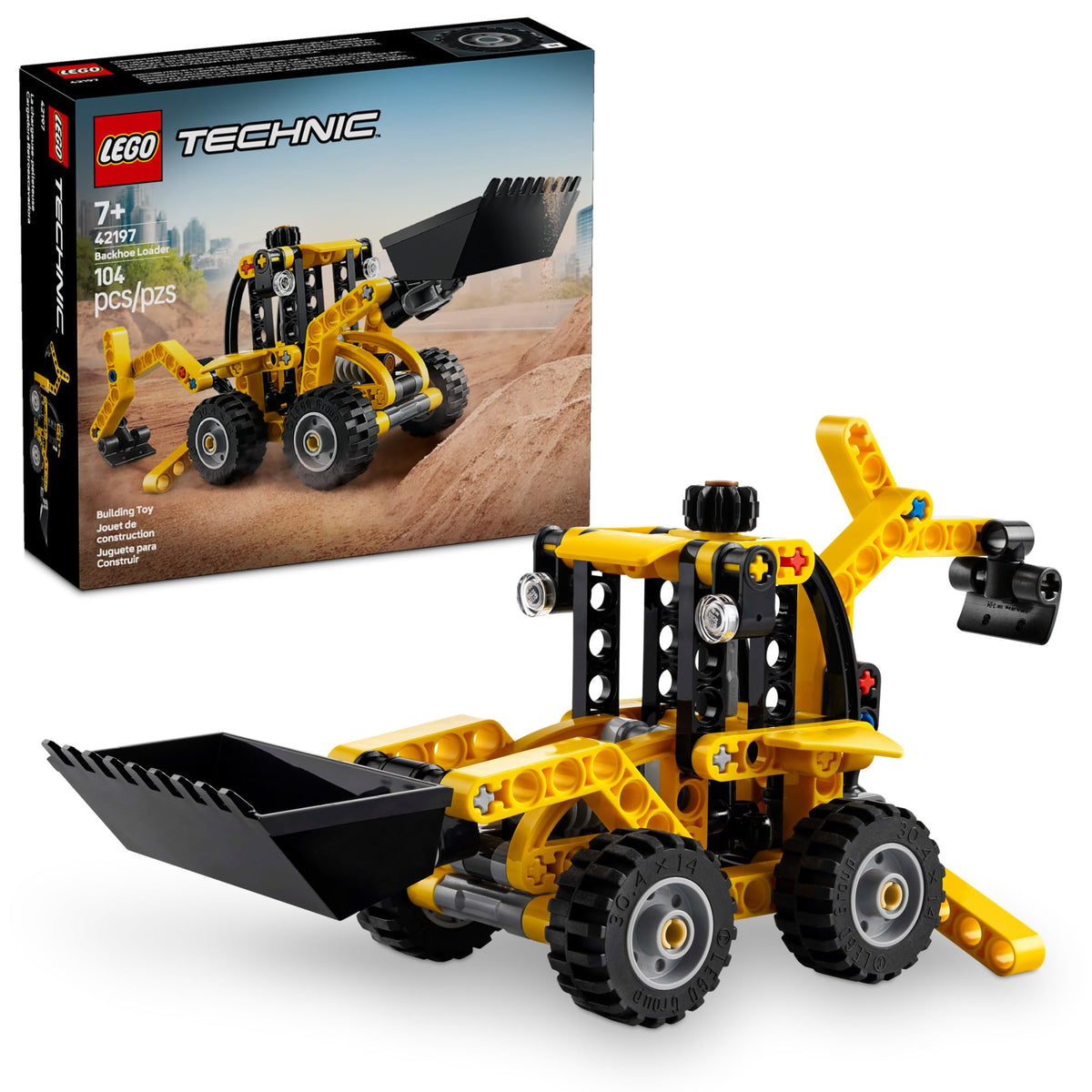 LEGO Technic Backhoe Loader Construction Toy - Building Toy Set for Boys and Girls, Ages 7+ - Educational Gift Idea for Kids Birthday with Usable Back Digger, Scoop, & Outriggers - 42197