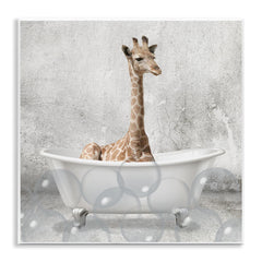 Stupell Industries Baby Giraffe Bath Time Cute Animal Design