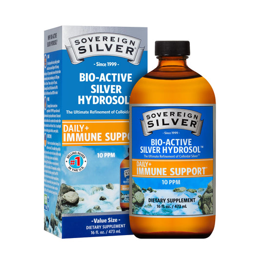 Sovereign Silver Bio-Active Silver Hydrosol for Immune Support, Colloidal-Silver Liquid, 10 ppm, 16oz (473mL) Value Size