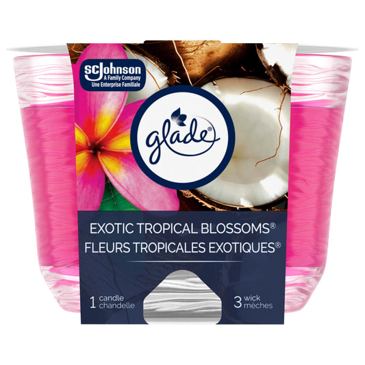 Glade Scented Candle, Exotic Tropical Blossoms, 3-Wick Candle, Air Freshener Infused with Essential Oils for Home Fragrance, 1 Count