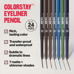 Revlon ColorStay Pencil Waterproof Eyeliner, Smudge-Proof, Eye Makeup with Built-In Sharpener, Packaging May Vary, 201 Black, 0.01 oz