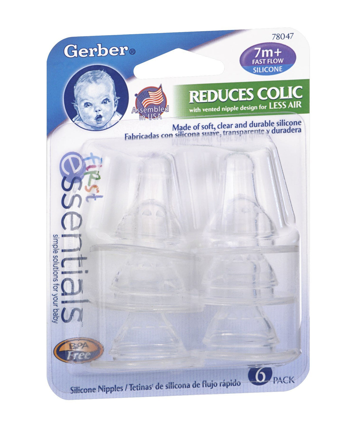 First Essentials By NUK Nipple, Fast Flow, 6 Pack