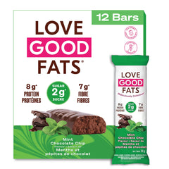 Love Good Protein Truffle Bars | Keto Snack Bars | Low Sugar, Low Carb & Gluten Free | Truffle Mint Chocolate Chip - 12 Pack