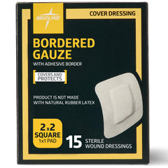 Medline Bordered Gauze; 2" x 2" Adhesive Island Wound Dressing; Sterile; 15 Count