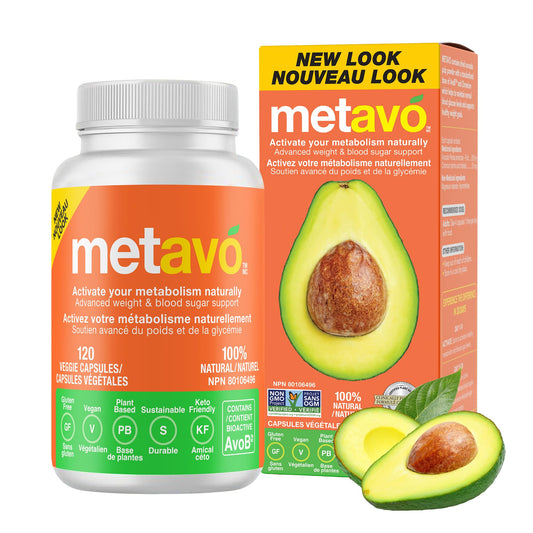 Metavo Advanced Metabolism Support - Metabolic Health Essential, Chelated Chromium Supplement with AvoB, Wellness & Energy Supplement That Promotes Sugar Balance, 120 Vegan Capsules