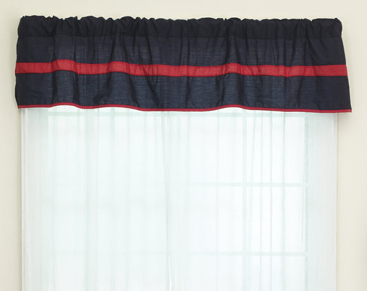 Baby Doll Bedding Solid Stripe Window Valance, Red/Navy