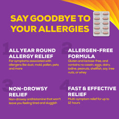 Allegra 12 Hour Allergy Medication, Non Drowsy, Fast, Multi-Symptom Allergy Relief Medicine for Sneezing, Runny Nose, Itchy/Watery Eyes, Throat or Palate, Fexofenadine Hydrochloride 60 mg, 36 Tablets