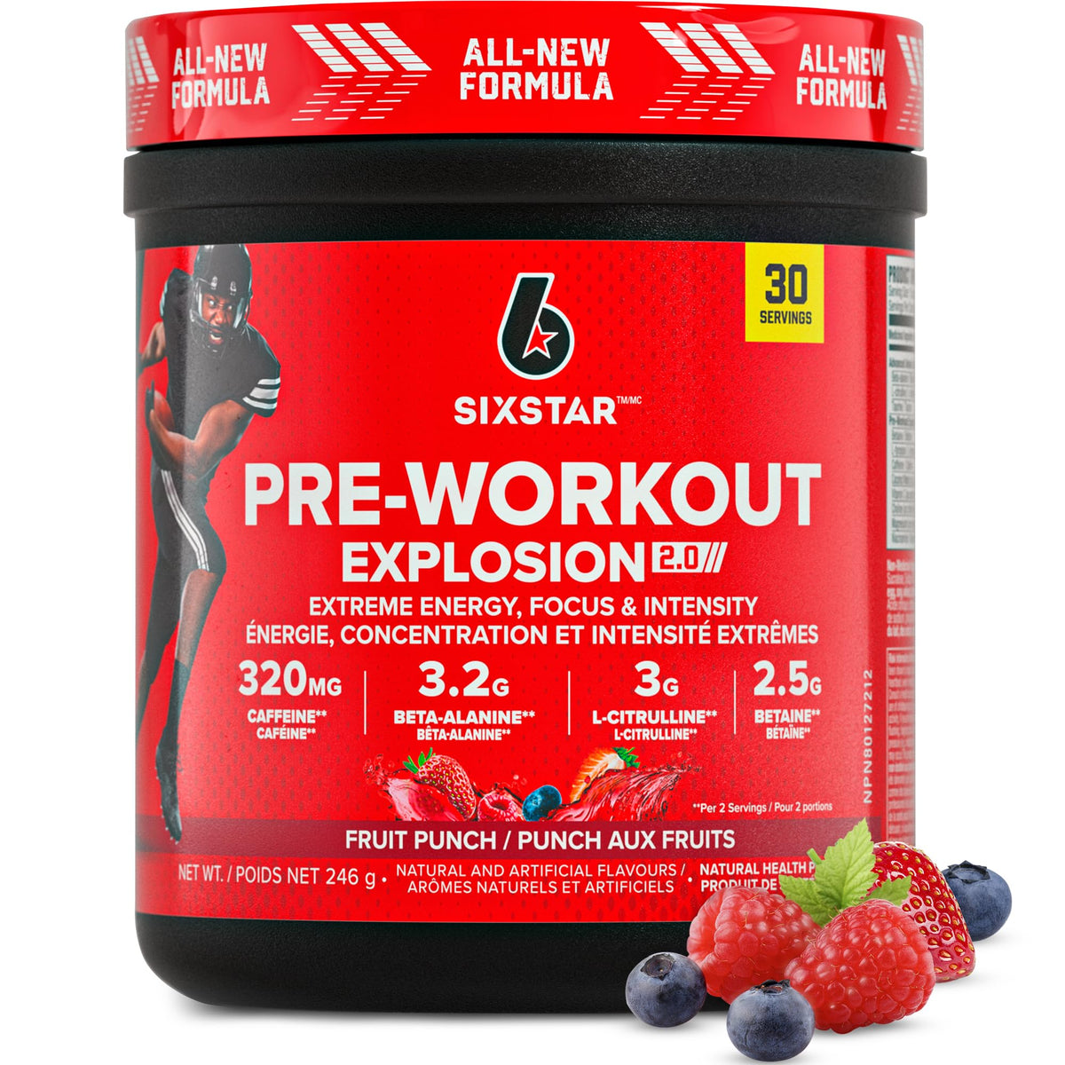 Six Star Pre-Workout Explosion, Fruit Punch (30 Servings) - Preworkout Energy Powder Supplement for Men & Women - Workout Drink Mix with L-Tyrosine & Beta Alanine - Sports Nutrition Products