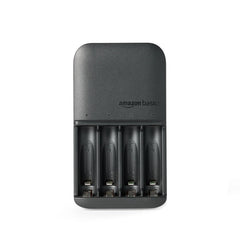 Amazon Basics Rechargeable AA Batteries NiMH (x4) and AAA (x4), with 4 Bay Battery Charger, Type A (American) Plug