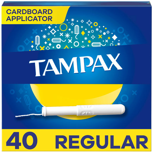 Tampax, Tampons, Biodegradable Cardboard Applicator, Regular Absorbency, 40 Count