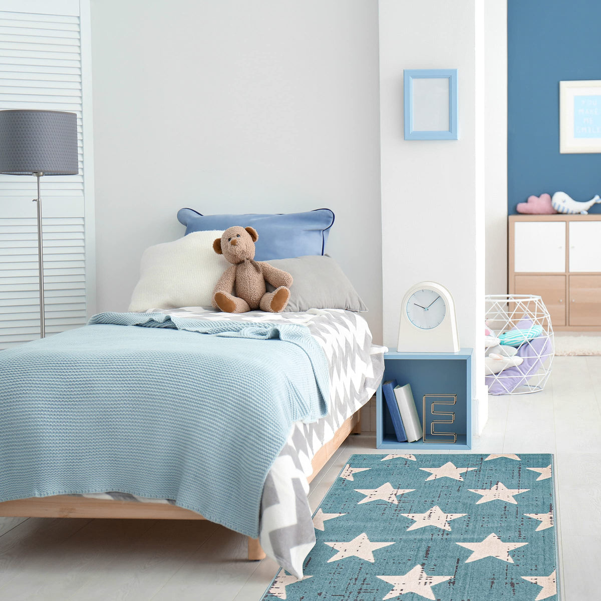 eCarpetGallery Nursery Area Rug Kids Play Room Carpet, 2'8" x 4'11", Aqua (351462)