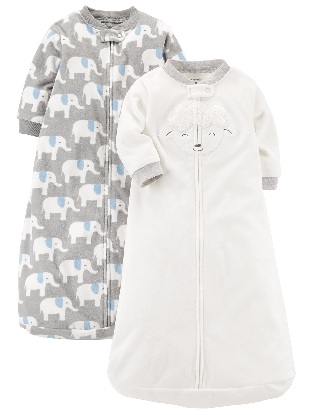 Carter's Unisex-Baby 2-Pack Microfleece Sleepbag, Grey Elephant/White Sheep, Small