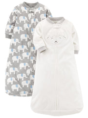 Carter's Unisex-Baby 2-Pack Microfleece Sleepbag, Grey Elephant/White Sheep, Small