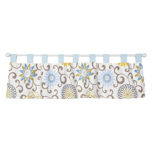 Trend Lab Waverly Baby Pom Pom Spa Window Valance, Blue/Cream/Green/Gray
