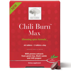 New Nordic Chili Burn Max - Herbal Supplement for Metabolism Support - Contains Chili Pepper Extract, Black Cumin & Green Tea Extract - Non-GMO, Dairy-Free & Gluten-Free - 60 Vegan Tablets