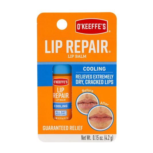 O'Keeffe's Lip Repair Chapstick Stick, Cooling Lip Balm for Dry Cracked Lips, Guaranteed Relief & All-Day Moisture in 1 Use, Lip Chap, 7 Moisturizing Ingredients