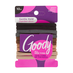 Goody Ouchless Seamless Hair Elastics, 10 Ct, Neutral Tones, Damage-Free Gentle Hold Ties, No Snag or Pull, For All Occasions, Chic Styling Accessories for Women & Men, All Hair Types