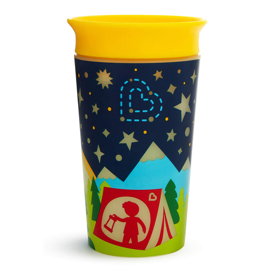 Munchkin Miracle 360˚ Glow-in-The-Dark Sippy Cup, 9 Ounce, Camping, Yellow, 1 Pack