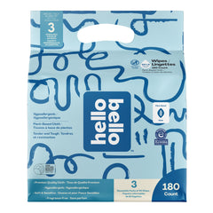 Hello Bello Extra Gentle Unscented Baby Wipes, Plant Based, Made with 99% Water and Aloe for Babies and Kids, 60 Count (Pack of 3) Total 180 Count