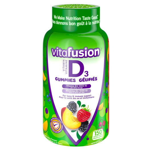 Vitafusion D3 Adult Vitamin Gummies, 1000 IU Vitamin D3 Daily Dose, Supports Bones & Teeth*,150 Count, 5 Month Supply, Packaging May Vary