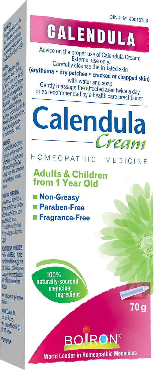 Boiron Calendula Cream for First Aid, Topical Cream for Irritated Skin, Non-Greasy, Paraben-Free, Fragrance-Free, 70g