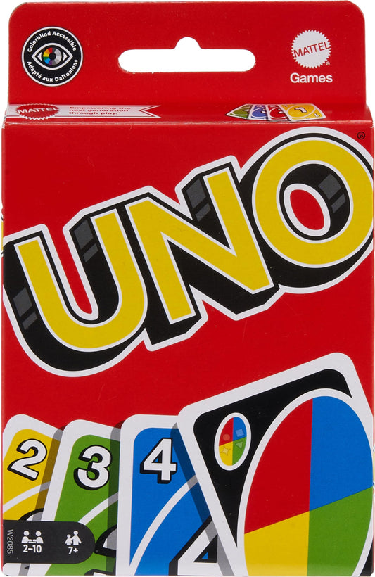 Mattel Games UNO Family Card Game, with 112 Cards, Travel-Friendly, Makes a Great Game for 7 Year Olds and Up