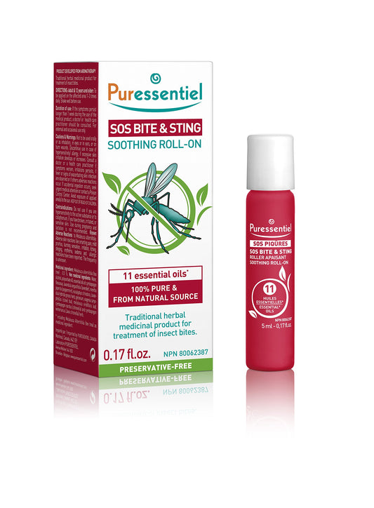 Puressentiel - Bite & Sting - Soothing Roller with 11 Essential Oils - Organic - Helps Soothe and Calm Irritated Skin by Biting - 100% Natural Active Ingredients - 5 ml