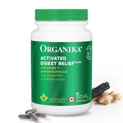 Organika Canadian-Made Digest Relief- with Ginger and Activated Charcoal- Relief for Digestive Upset, 90 Count (Pack of 1)