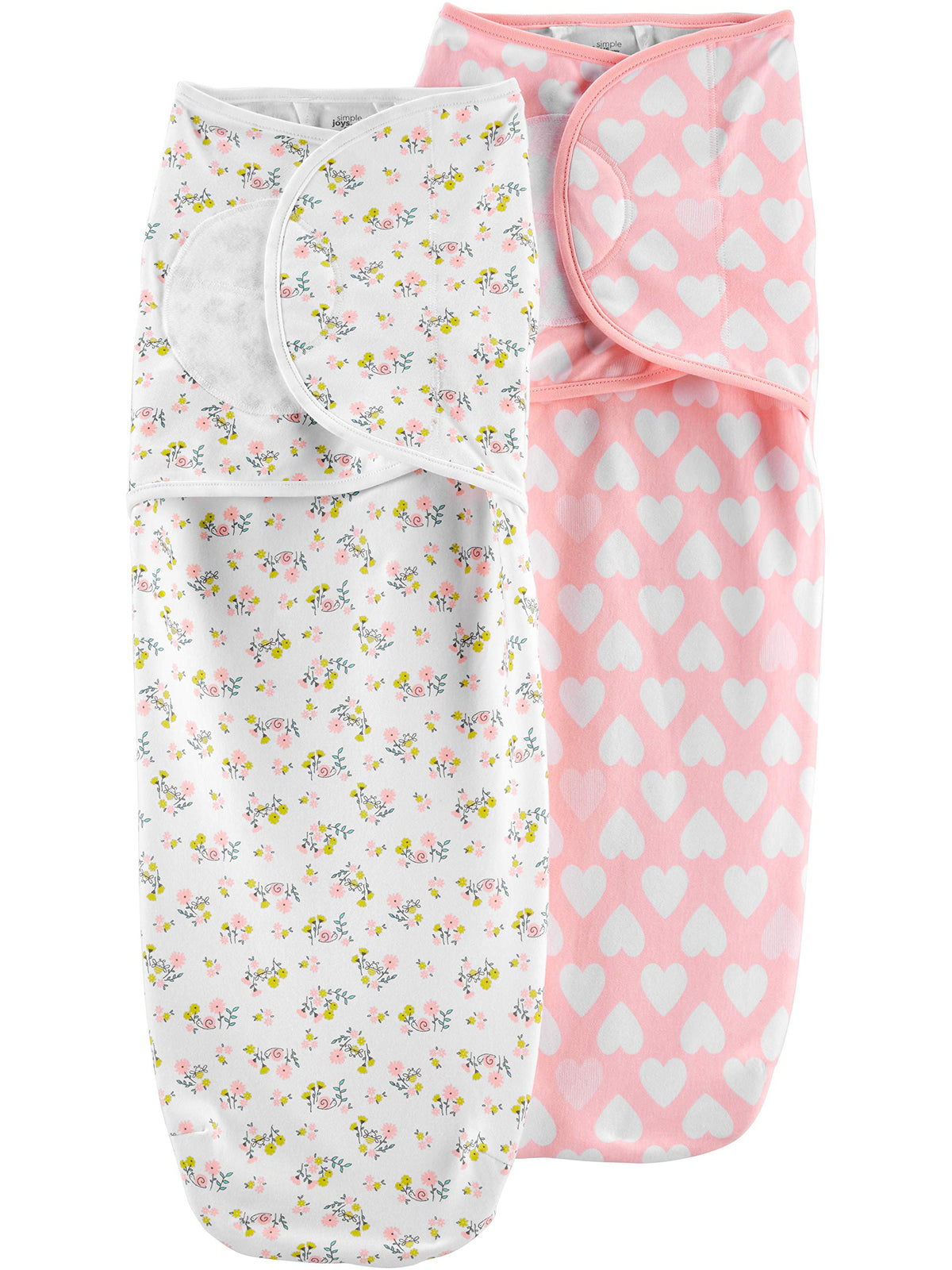 Simple Joys by Carter's Boys' 2-Pack Swaddle Blankets, White/Pink/Teal Blue, Floral, Medium