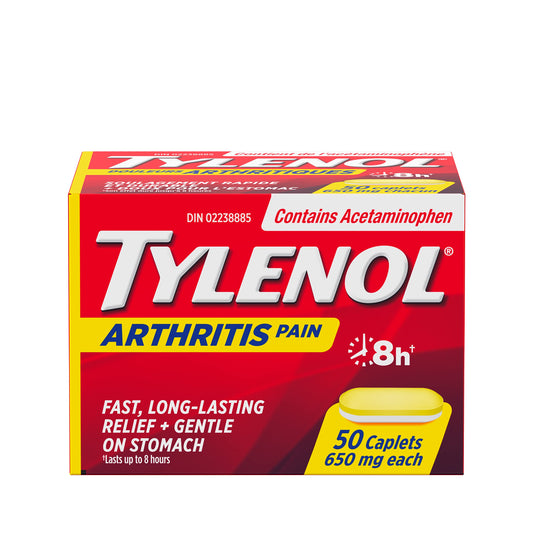 Tylenol Arthritis Pain, Acetaminophen 650 mg Caplets, Fast & Long Lasting Arthritis, Muscle & Joint Pain Relief, 50 Caplets