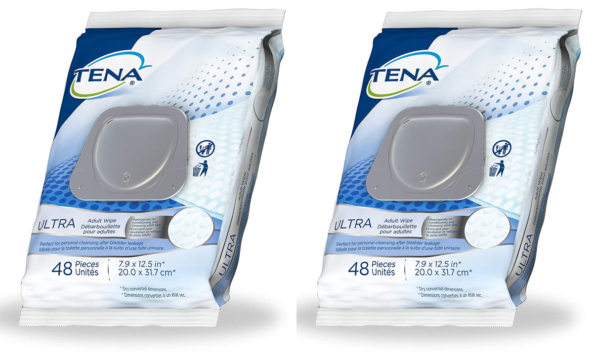 Tena Ultra Incontinence Adult Wipe, 48 Count (Pack of 2)